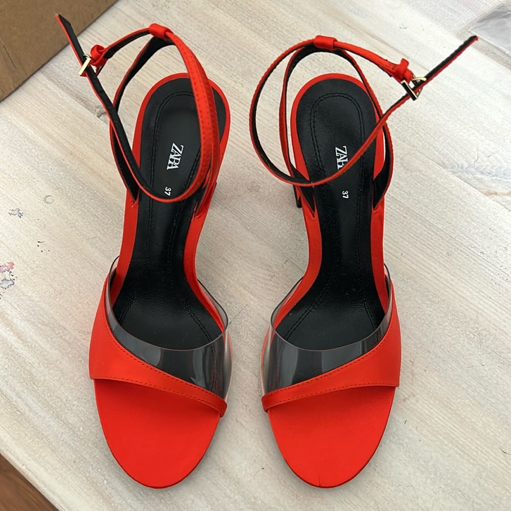 Zara heeled satin effect sandals